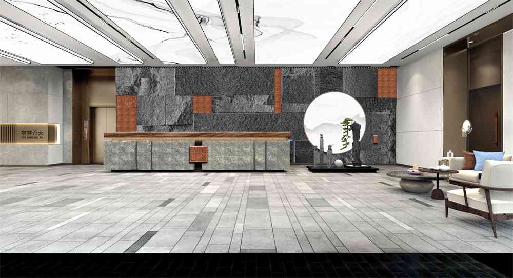 中式前廳辦公室設計效果圖